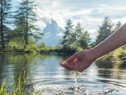 hand touching water